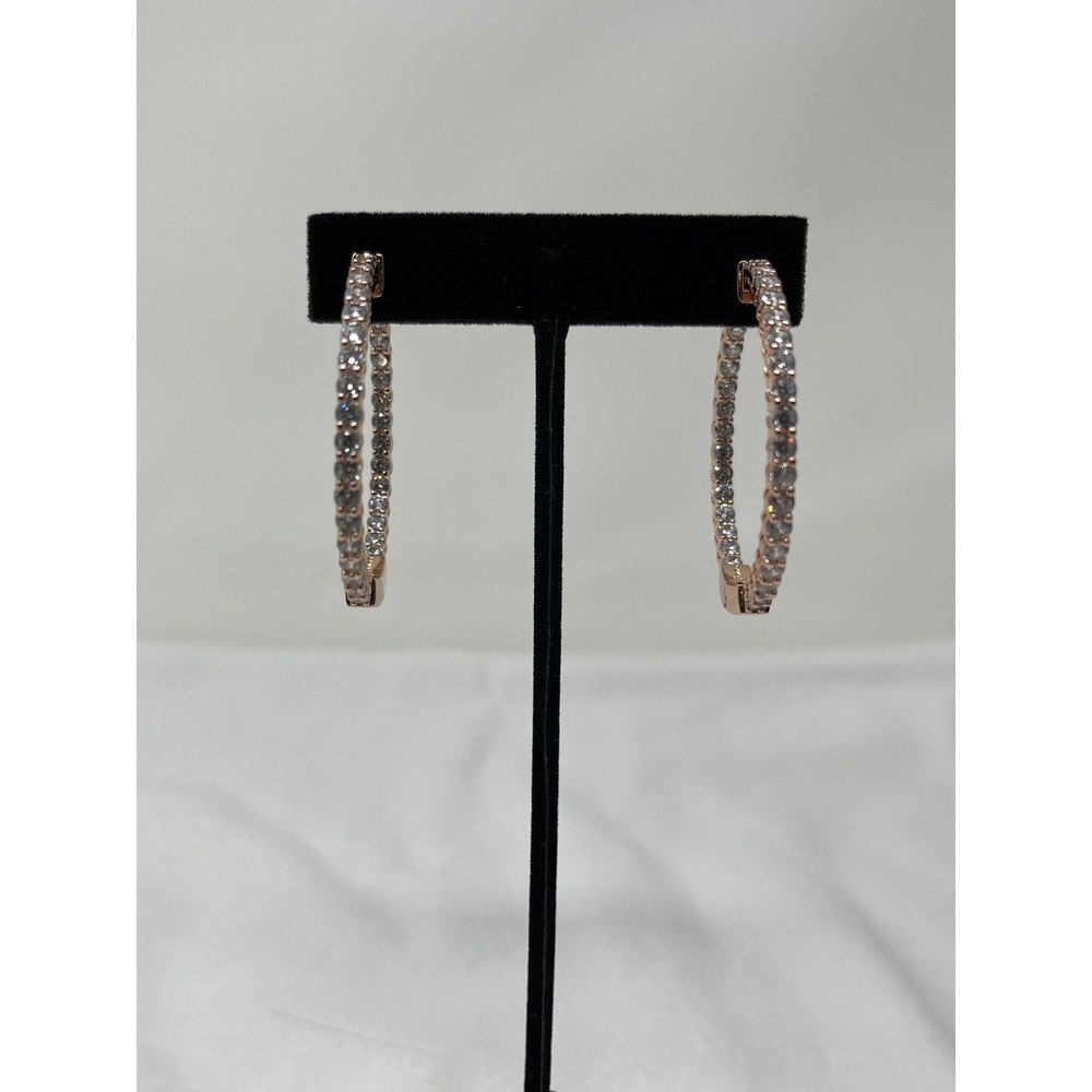 Joan Boyce Hoop Earrings Womens OS Copper Like New CZ Accents